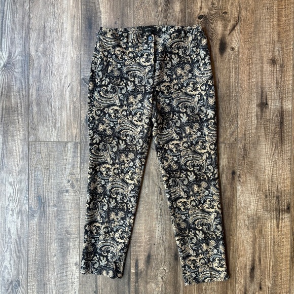 Talbots Hampshire Paisley Ankle Pants Black/Gray/Beige Women's Size 6 - Picture 2 of 16